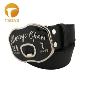 Beer Bottle Opening Belt Buckle "Always Open"