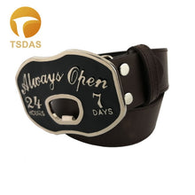 Beer Bottle Opening Belt Buckle "Always Open"