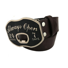 Beer Bottle Opening Belt Buckle "Always Open"