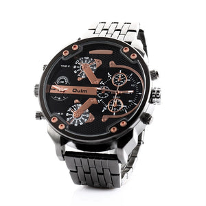 OULM Dual Display Wristwatch w/ Stainless Steel Band