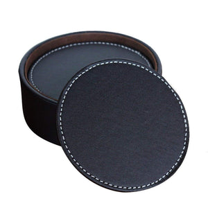 Set of 6 Leather Drink Coasters